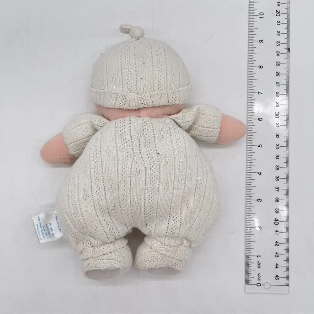 VINTAGE White Carter's Prestige Toy Blonde Blue Eyes Plush Baby Girl Doll Rattle